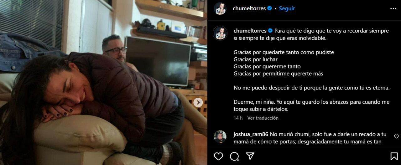 Publicación de Chumel Torres en Instagram. (Foto: Captura de pantalla)