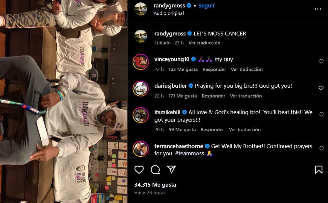 Video de Randy Moss en Instagram. (Foto: Captura de pantalla)