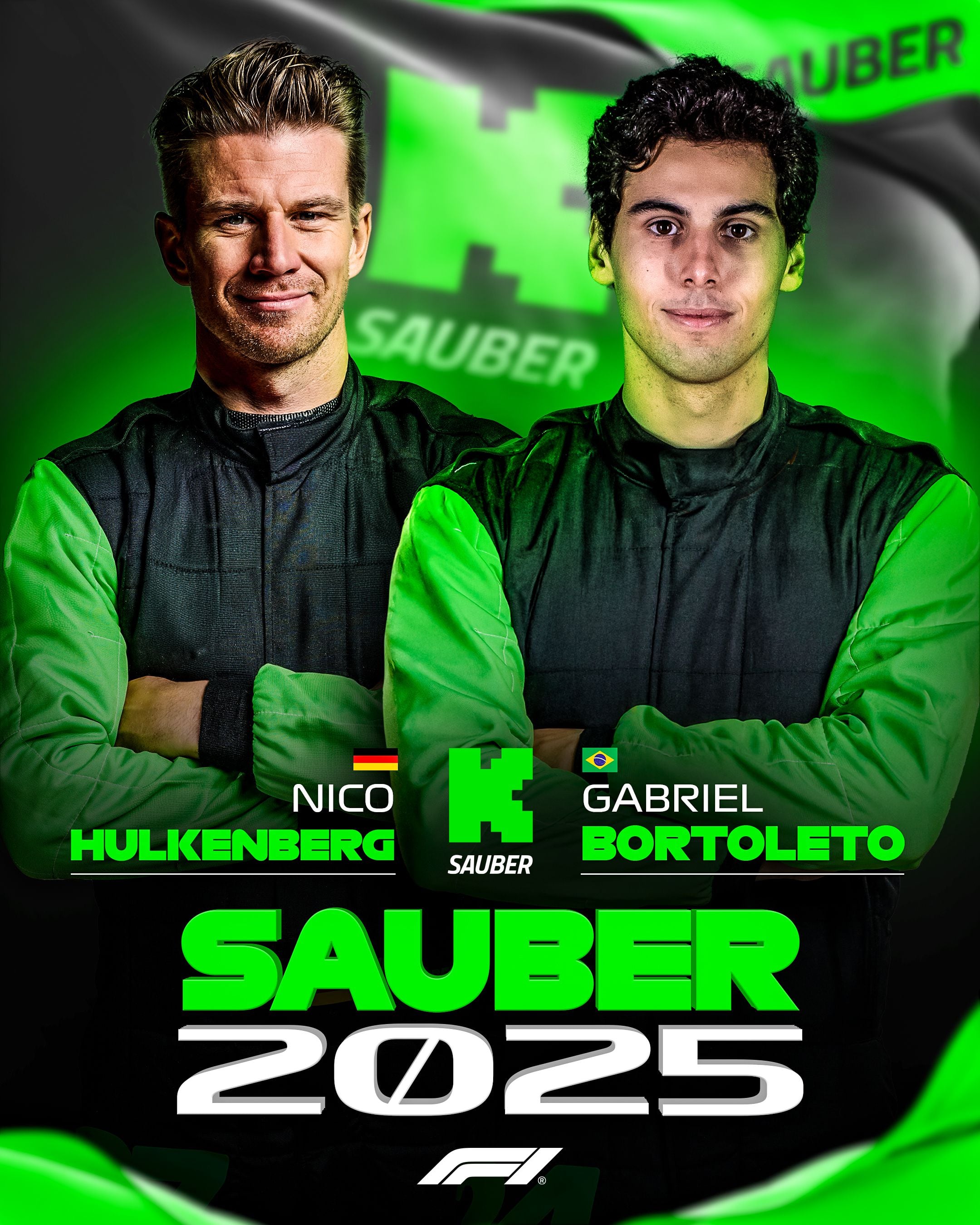 Bortoleto y Hulkenberg, la alineación de pilotos de Sauber para 2025. (Foto: @f1).