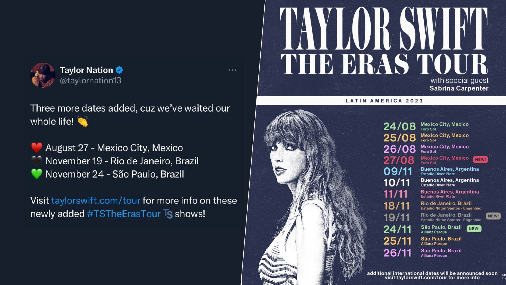 El Foro Sol de la CDMX tendrá otra presentación de Taylor Swift. (Foto: Twitter / @taylornation13)