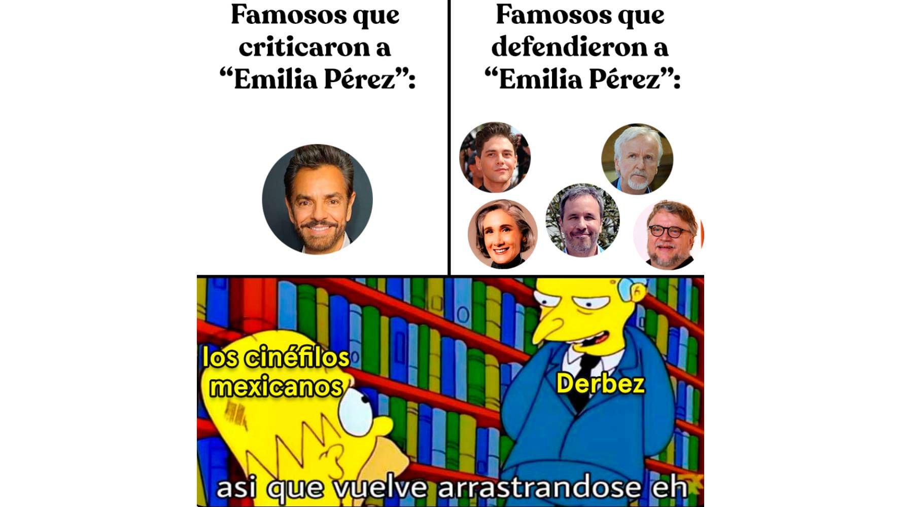 Memes de 'Emilia Pérez' y Eugenio Derbez. (Foto: Captura X)