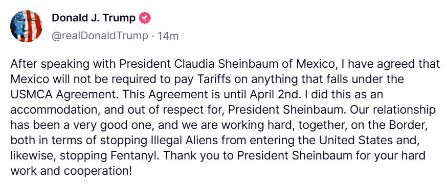 Donald Trump habló en la mañana de este jueves 6 de marzo con la presidenta Claudia Sheinbaum sobre los aranceles que decretó contra México.