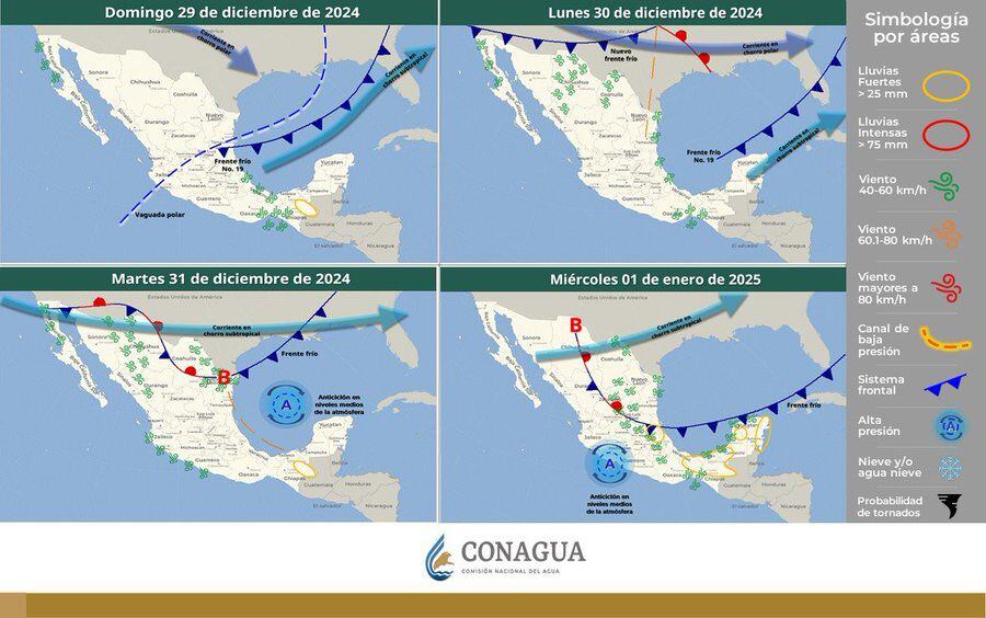 Los frentes fríos 19 y 20 mantendrán las bajas temperaturas en las zonas norte y oriente del país en los próximos días.  [Fotografía. Conagua]