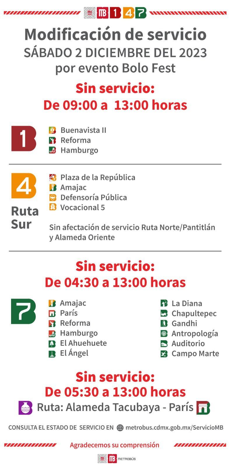 El metrobús modificará su horario por el Bolo Fest. (Foto: Gobierno de la CDMX)