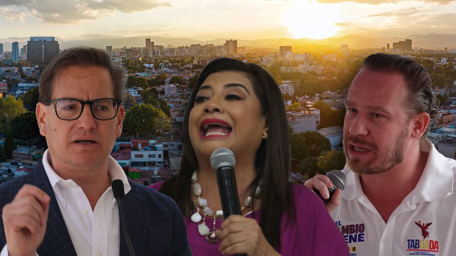 Los candidatos a Jefe de Gobierno de CDMX, Clara Brugada, Santiago Taboada y Salomón Chertorivski, participaran el el último debate chilango 2024.