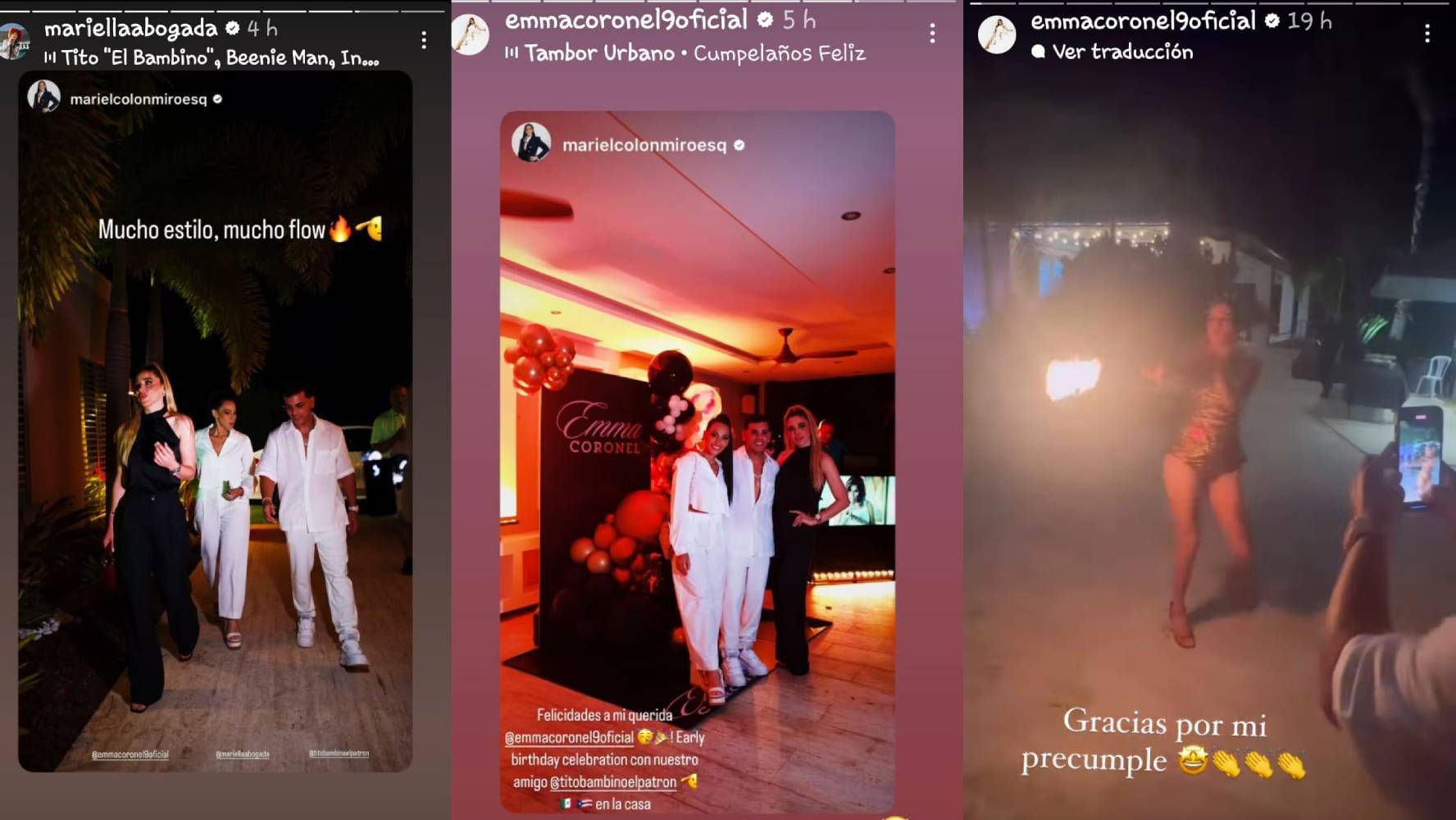 Entre sus invitados estuvieron Tito 'El Bambino' y Mariel Colón, su abogada. (Foto: Instagram Emma Coronel).