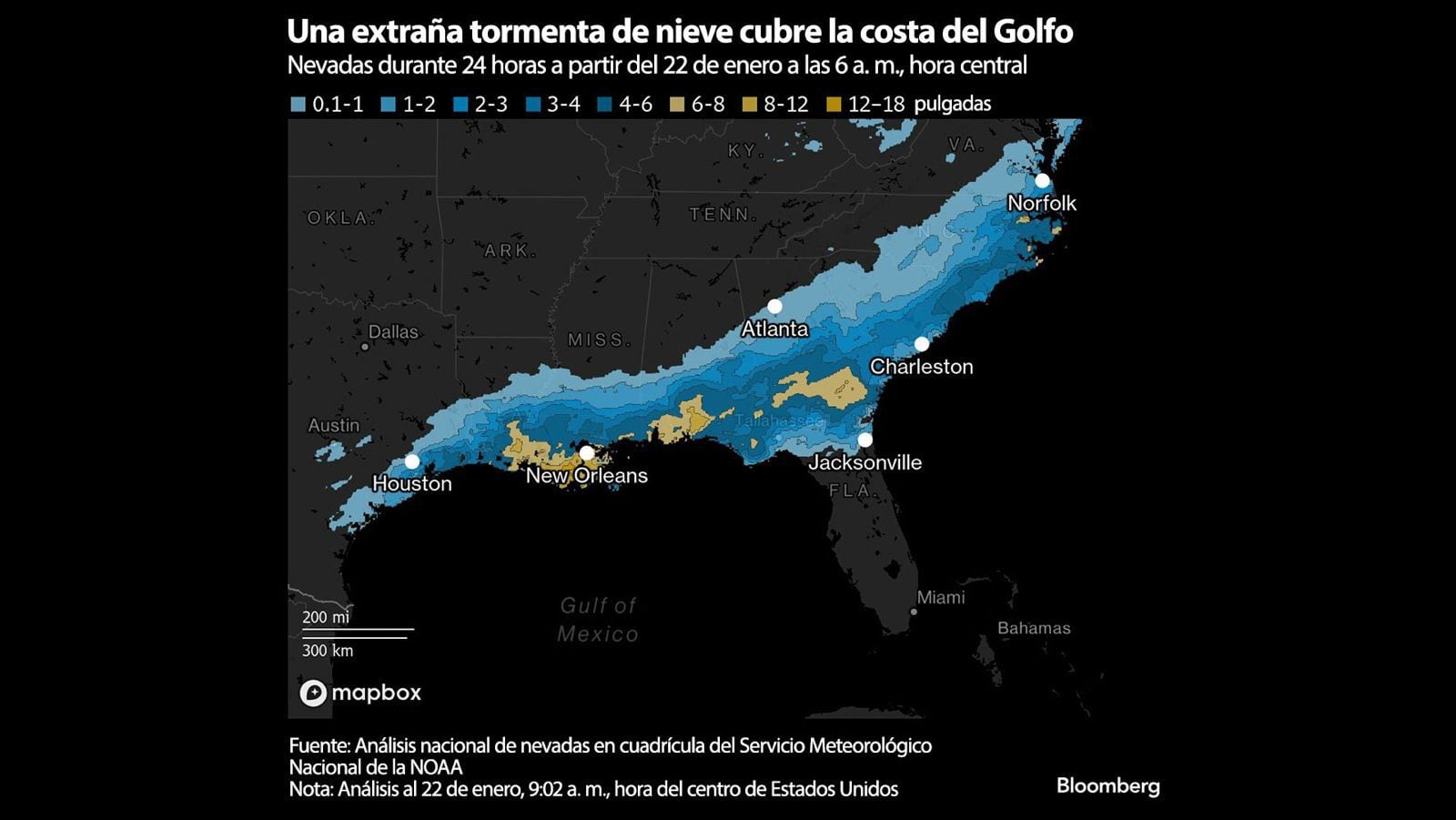 Estas son algunas de las regiones más afectadas en el sur de EU por la tormenta invernal.