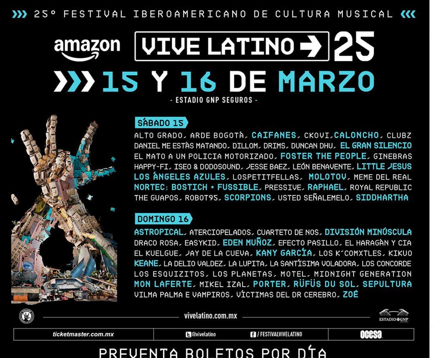 Estas son las fechas por día de Vive Latino. (Foto: Instagram @vivelatino)