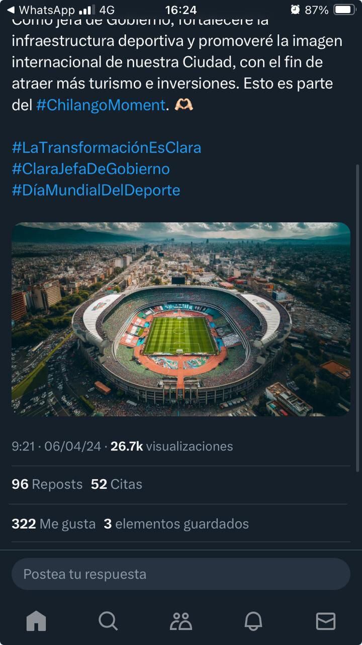 La candidata por la Ciudad de México se confundió en un tuit que público este domingo.