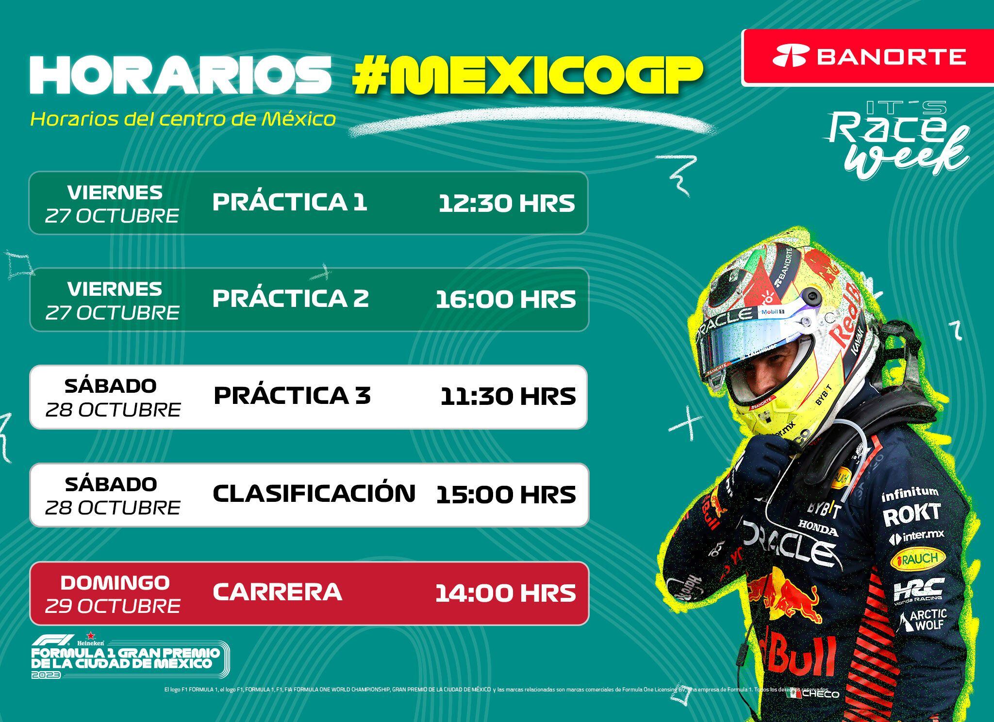 Horarios para el GP de México 2023. (Foto: Facebook / @mexicogp)