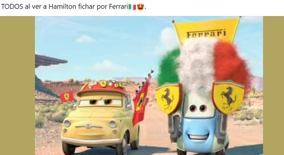 Los fanáticos de Hamilton celebraron su llegada a Ferrari. (Foto: Facebook / @Velocidad al Límite)